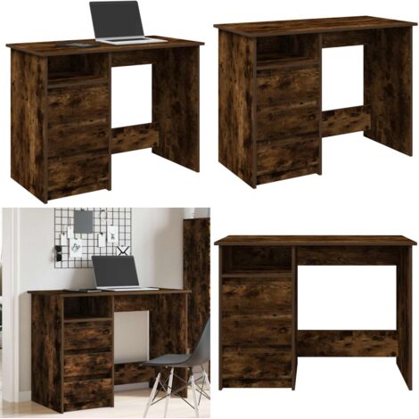 Escritorio de madera de ingeniería roble ahumado 102x50x75 cm - Escritorio de oficina - Escritorio de estudio