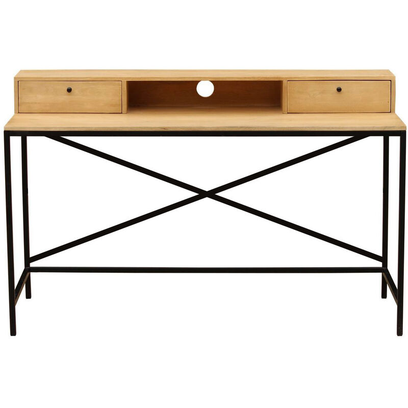 

Escritorio de madera de mango y metal negro con cajones OPIUM