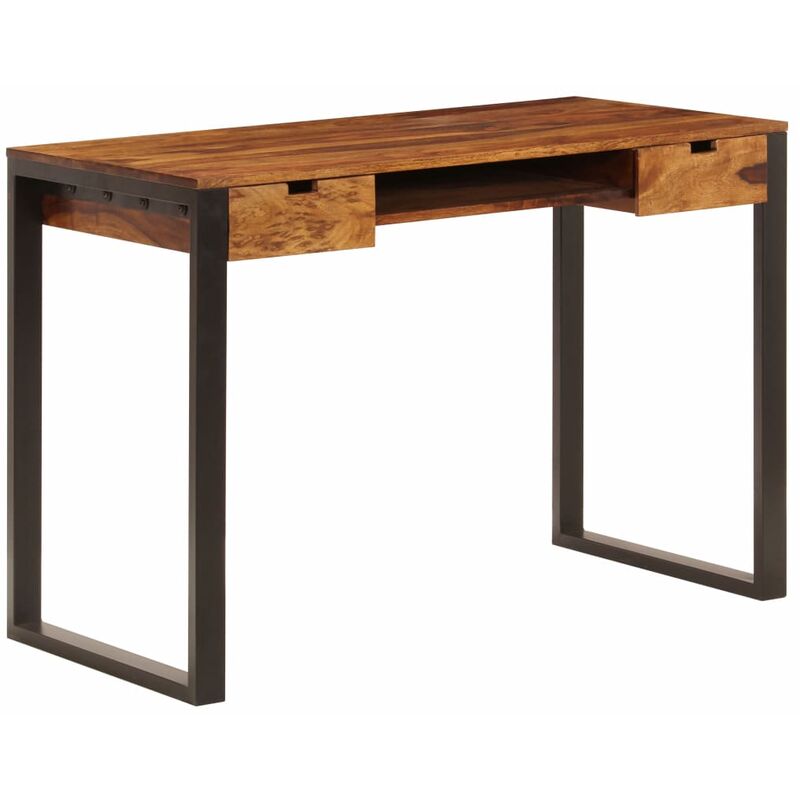 

Escritorio de madera maciza de sheesham y acero 110x55x78 cm