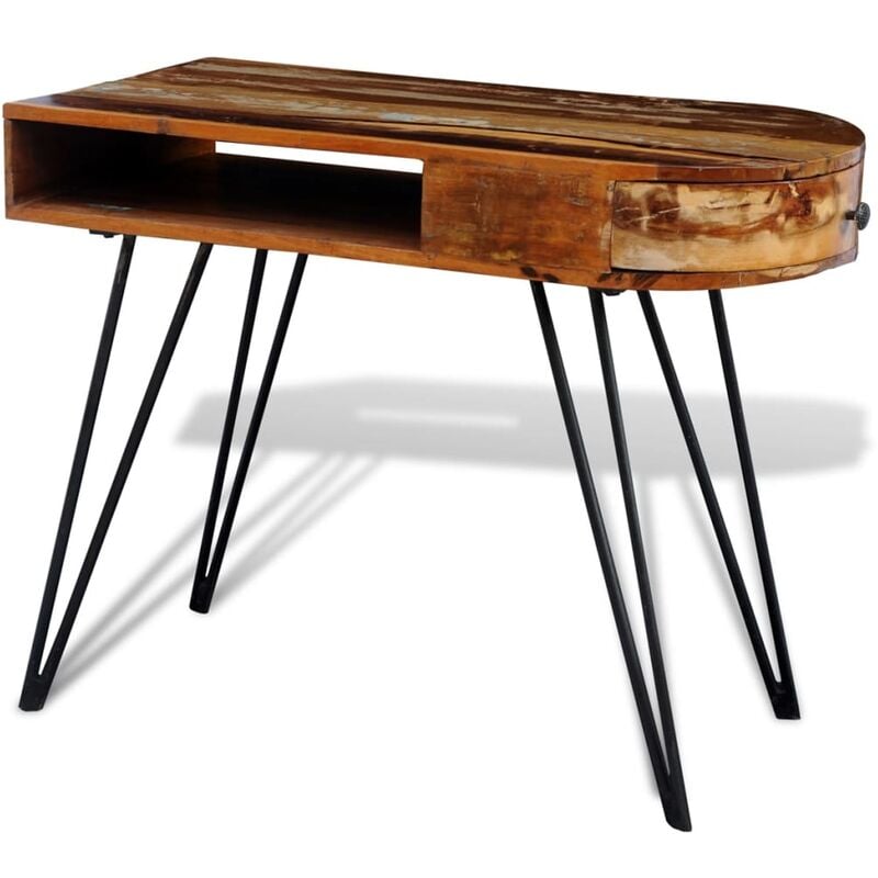 

Escritorio de madera reciclada con patas de hierro - Marrón