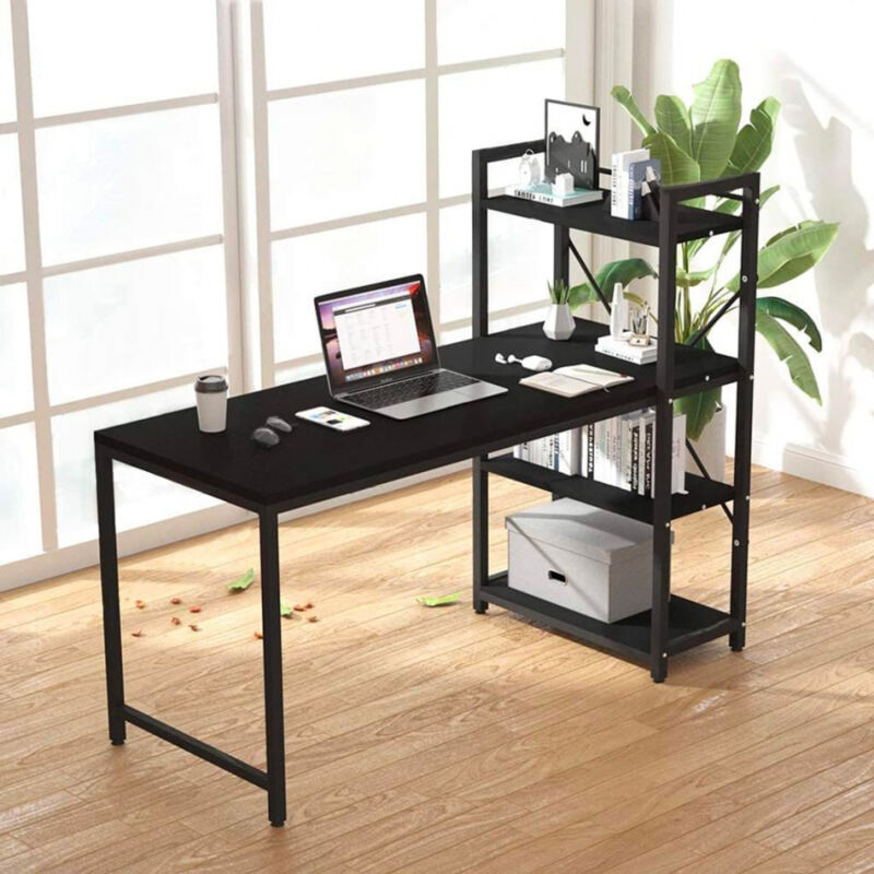 

Office24 - Escritorio de oficina 120x62 diseño moderno estantería abierta de metal negro Cambridge BLACK