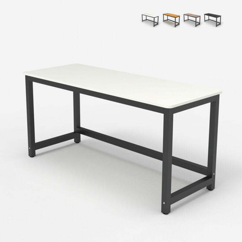 

Office24 - Escritorio de oficina rectangular 120x60cm moderno y negro Bridgeblack 120 | Color: Blanco