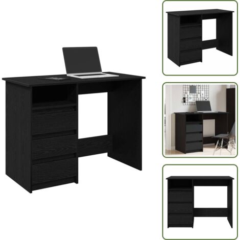Escritorio de oficina - vidaXL Escritorio de madera de ingeniería negro 102x50x75 cm - Escritorio de estudio
