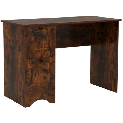 Escritorio de ordenador 109 x 50 x 75 cm con 2 cajones práctico almacenamiento diseño contemporáneo madera MDF marrón 200010859