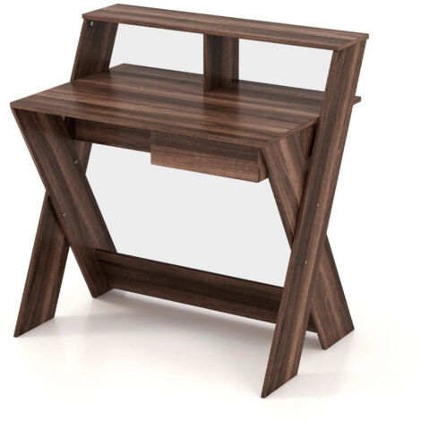 Escritorio de ordenador 90 x 61 x 94 cm con soporte ergonómico para monitor versátil estilo moderno MDF marrón 200010915