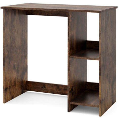 Escritorio de ordenador para espacios pequeños 80 x 40 x 74 cm con estante de 2 niveles diseño moderno madera de ingeniería marrón 200010881