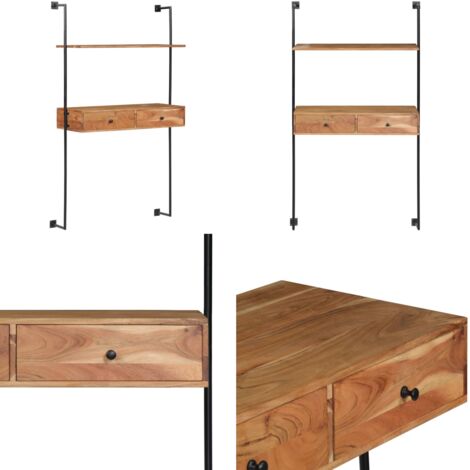 Escritorio de pared de madera maciza de acacia 90x40x170 cm - Madera maciza - Acacia