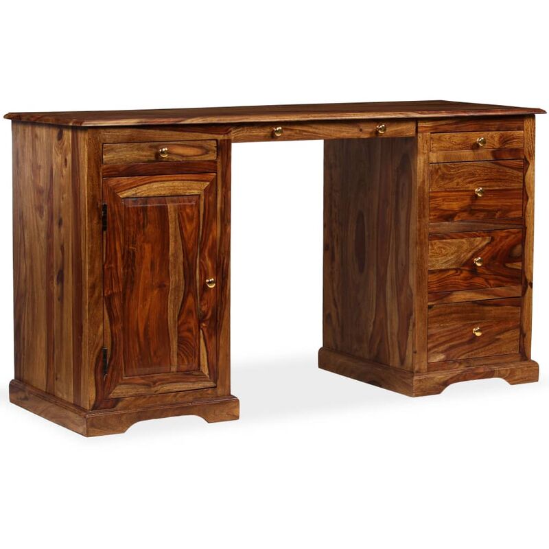 

Escritorio de pedestal madera maciza de Sheesham 140x50x76 cm - Marrón
