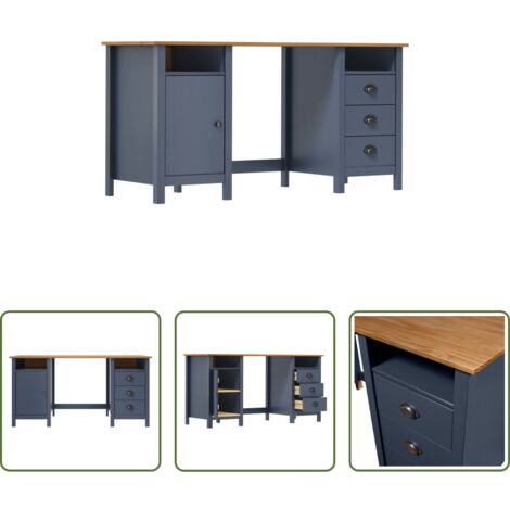 Escritorio de pino -  Escritorio Hill Range madera de pino gris 150x50x74 cm
