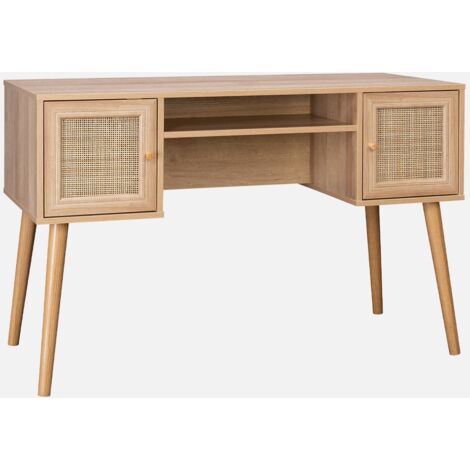 Escritorio decoración madera con 2 puertas