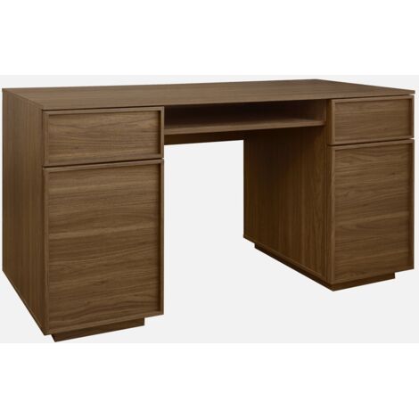 Escritorio efecto madera con 2 puertas y 2 cajones, 140cm