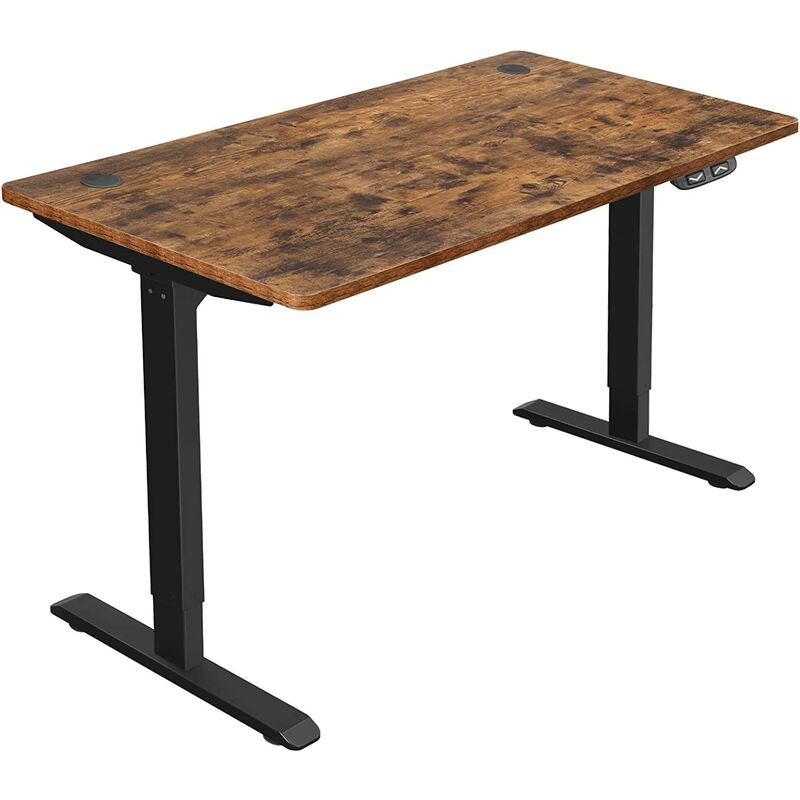 

Escritorio eléctrico con ajuste de altura sin escalas, Mesa de trabajo motorizada, 140 x 70 x (73-114) cm, Acero, Marrón Rústico y Negro LSD012B01