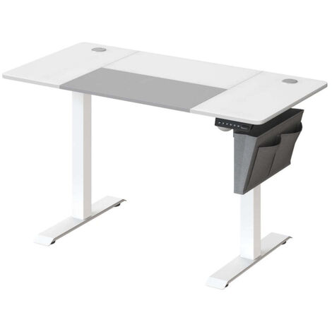 Escritorio eléctrico de pie y sentado de 60 x 120 x (72-120) cm mesa de altura regulable con función de memoria 4 niveles de altura compartimento de almacenamiento estructura de acero tablero blanco g