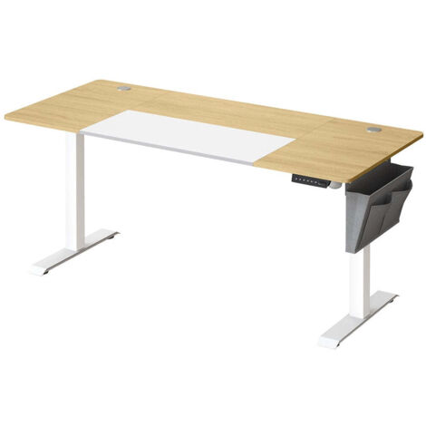 Escritorio eléctrico de pie y sentado de 70 x 160 x (72-120) cm mesa regulable en altura con función de memoria 4 niveles de altura compartimento de almacenamiento estructura de acero tablero grueso b