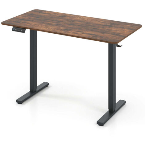 Escritorio eléctrico ergonómico de pie y sentado 120 x 60 x 73-118 cm altura regulable 3 configuraciones de memoria diseño rústico madera manufacturada marrón 200015772