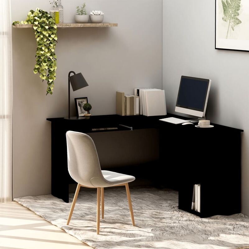

Escritorio en forma de L aglomerado negro 120x140x75 cm - Negro