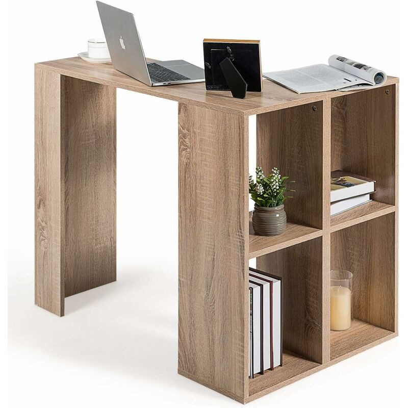 

Costway - Escritorio en Forma de L con Estantería Mesa de Computadora de Esquina con Marco de Madera Estante de Oficina Hogar Mesa de Trabajo