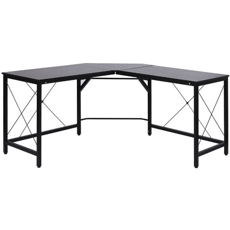 Escritorio en forma de L escritorio esquinero moderno con marco de acero carga 70 kg para oficina hogar estudio 150x150x76 cm negro