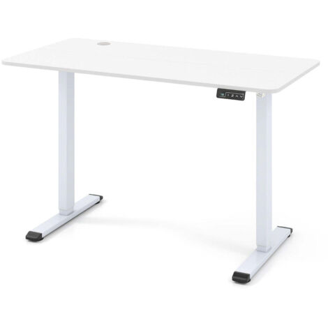 Escritorio ergonómico de pie 120 x 60 x 73-118 cm con memoria de altura y tecnología anticolisión en madera manufacturada blanca 200015716