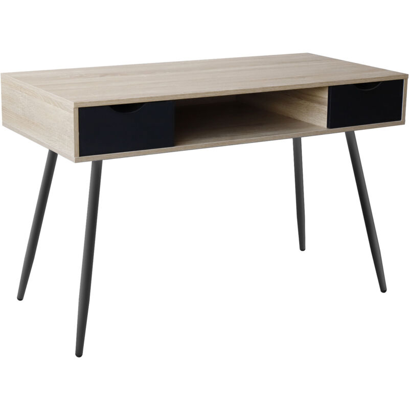

Escritorio de madera estilo escandinavo, cajones negros BJORN