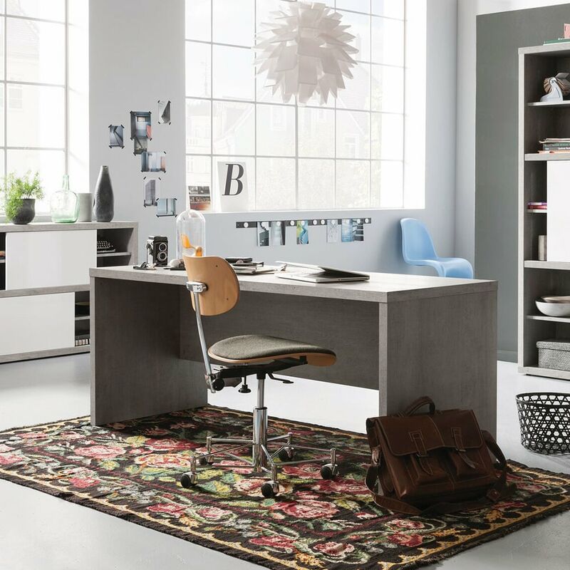 

Office24 - Escritorio Escribanía De Oficina De Madera Gris Efecto Cemento Diseño Moderno 180x69cm Pratico