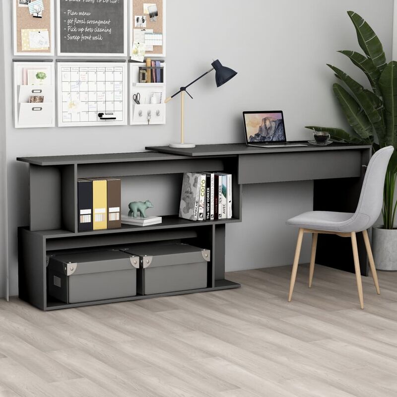 

Escritorio esquinero de aglomerado gris 200x50x76 cm - Gris