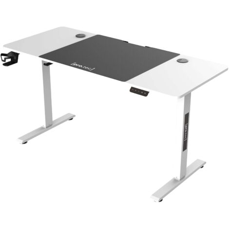 Escritorio/estación de trabajo de pie y altura regulable eléctricamente con tablero rectangular 140 x 60 cm blanco 030009083