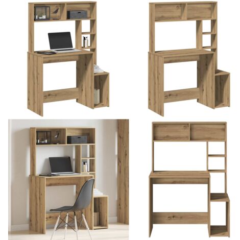 Escritorio estantes madera roble artisian 100x45x140 cm - Madera de ingeniería - Almacenamiento organizado