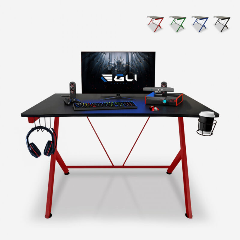 

Escritorio gaming PC ergonómico administra cables portabebidas 110x70cm TRUST IN GAME | Color: Rojo