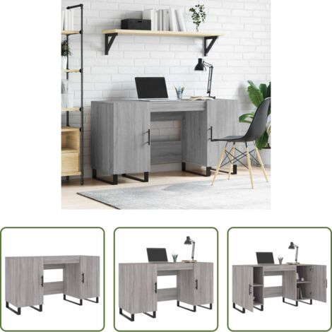 Escritorio gris -  Escritorio madera de ingeniería gris Sonoma 140x50x75 cm