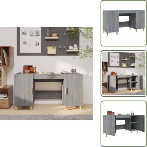 Escritorio gris - vidaXL Escritorio de madera contrachapada gris Sonoma 140x50x75 cm - Almacenamiento en casa
