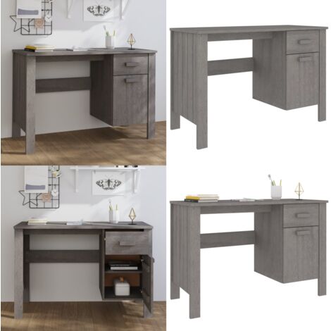 Escritorio HAMAR madera maciza de pino gris claro 113x50x75 cm - Escritorio de pino - Escritorio con cajón