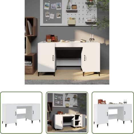 Escritorio industrial -  Escritorio de madera contrachapada blanco 140x50x75 cm