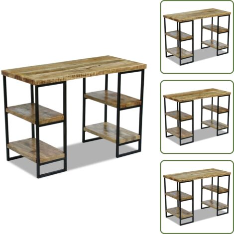 Escritorio industrial - vidaXL Escritorio de oficina madera de mango 110x50x76 cm - Estantes
