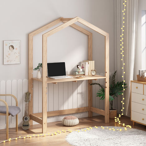 Escritorio infantil Suså regulable en altura de madera pino 110 x 50 x 160 cm - Color natural [en.casa]