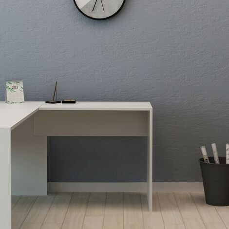 Escritorio Lateral Milvana - Consola, Modular, Esquina, Extensible - para oficina, estudio, dormitorio - Blanco en Madera, 80 x 50 x 74 cm