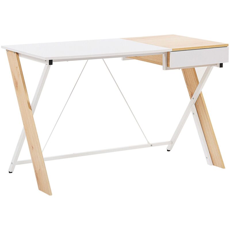 

Beliani - Escritorio madera clara/blanco 120x60 cm HAMDEN
