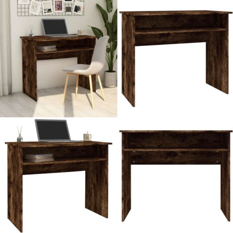 Escritorio madera contrachapada color roble ahumado 90x50x74 cm - Escritorio de estudio - Madera contrachapada