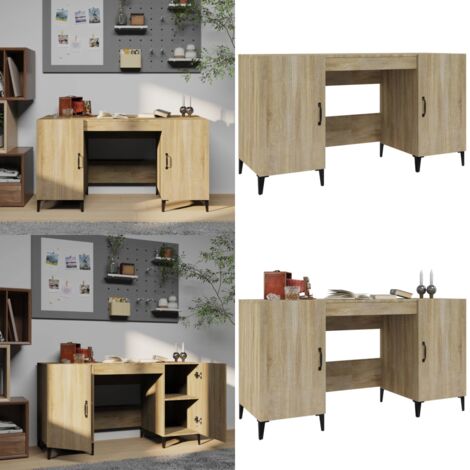 Escritorio madera contrachapada color roble Sonoma 140x50x75 cm - Escritorio de estudio - Escritorio industrial