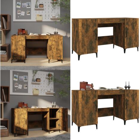 Escritorio madera contrachapada roble ahumado 140x50x75 cm - Escritorio de estudio - Escritorio industrial