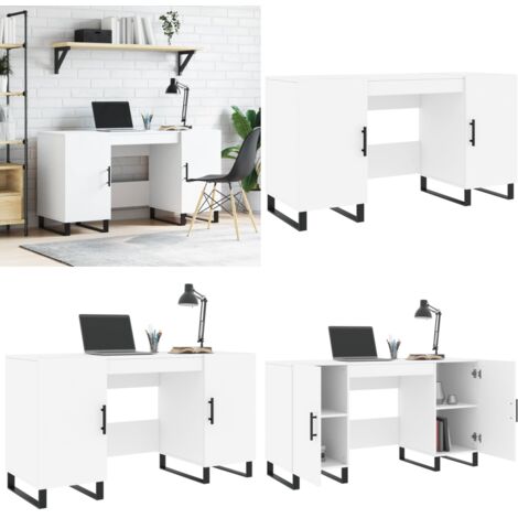 Escritorio madera de ingeniería blanco 140x50x75 cm - Escritorio blanco - Madera contrachapada