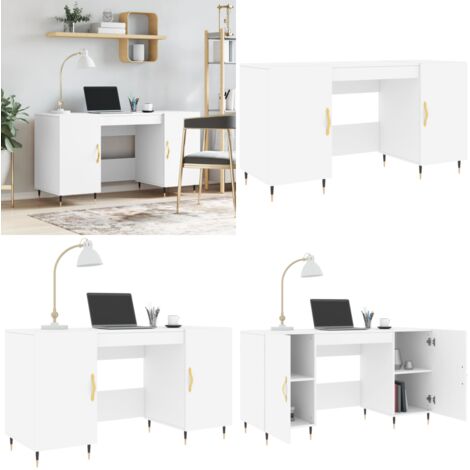Escritorio madera de ingeniería blanco 140x50x75 cm - Escritorio blanco - Madera contrachapada