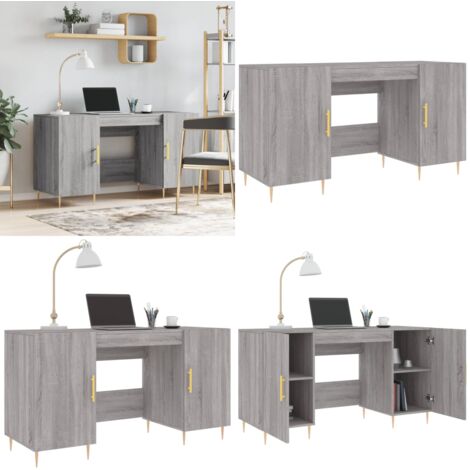Escritorio madera de ingeniería gris Sonoma 140x50x75 cm - Escritorio de estudio - Madera contrachapada