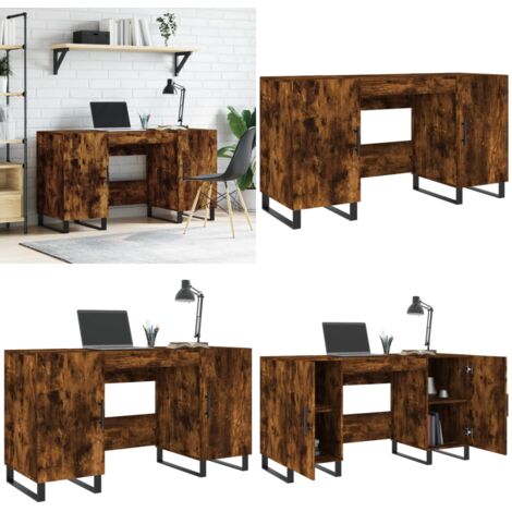 Escritorio madera de ingeniería roble ahumado 140x50x75 cm - Escritorio de estudio - Madera contrachapada