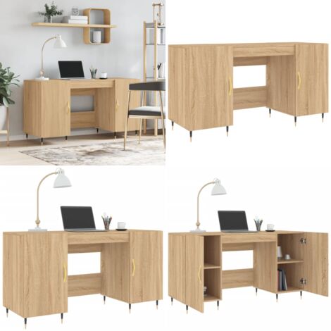 Escritorio madera de ingeniería roble Sonoma 140x50x75 cm - Escritorio de estudio - Madera contrachapada