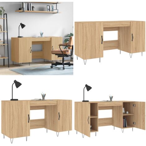 Escritorio madera de ingeniería roble Sonoma 140x50x75 cm - Escritorio de estudio - Madera contrachapada