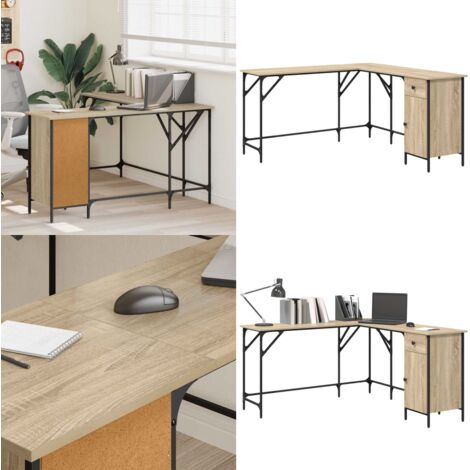 Escritorio madera de ingeniería roble Sonoma 141x141x75 cm - Madera de ingeniería - Escritorio en forma de L