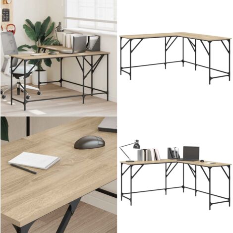 Escritorio madera de ingeniería roble Sonoma 149x149x75 cm - Madera de ingeniería - Escritorio en forma de L