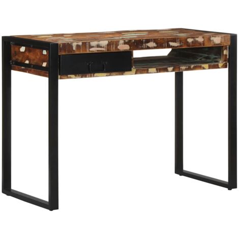 Escritorio madera maciza reciclada multicolor 100x50x75 cm