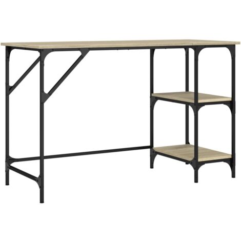Escritorio mesa estación de trabajo mueble ordenador estudio roble sonoma 120 x 50 x 75 cm metal y madera de ingeniería marrón 020023639
